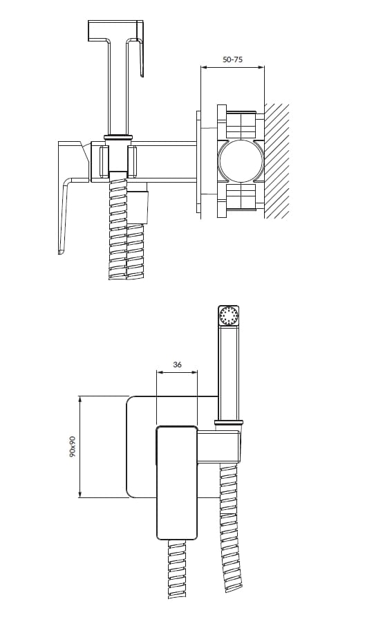 Настенный смеситель для биде с ручным душем OMNIRES PARMA SYSPMBI2 ARCH-00129033 - Вид №3