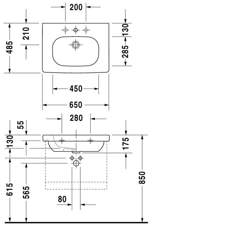 034265 Подвесная раковина настенная овальная Duravit D-Code белая - Вид №1