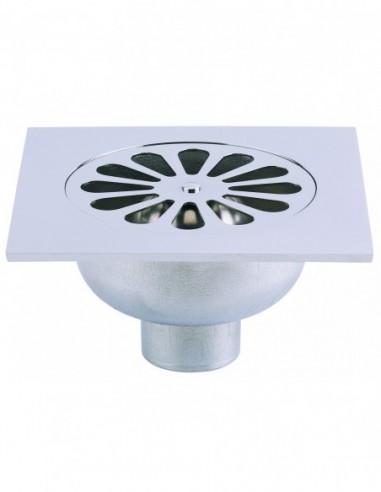 461500 000 00  Трап для душевой кабины, решетка Д. 107 мм, с раструбом, выход вертикальный, латунь Valentin Хром  - Вид №1