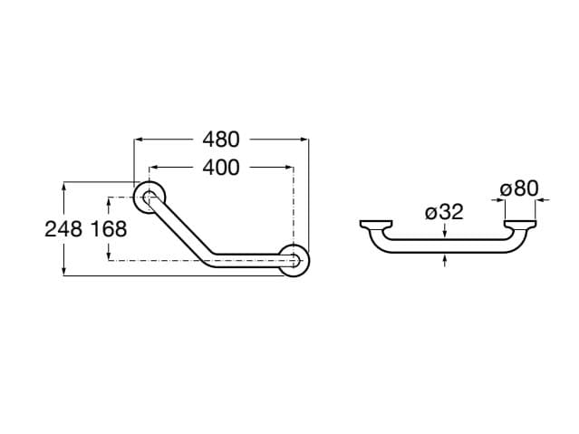 Металлическая угловая ручка для ванной комнаты Roca ACCESS ARCH-00016934