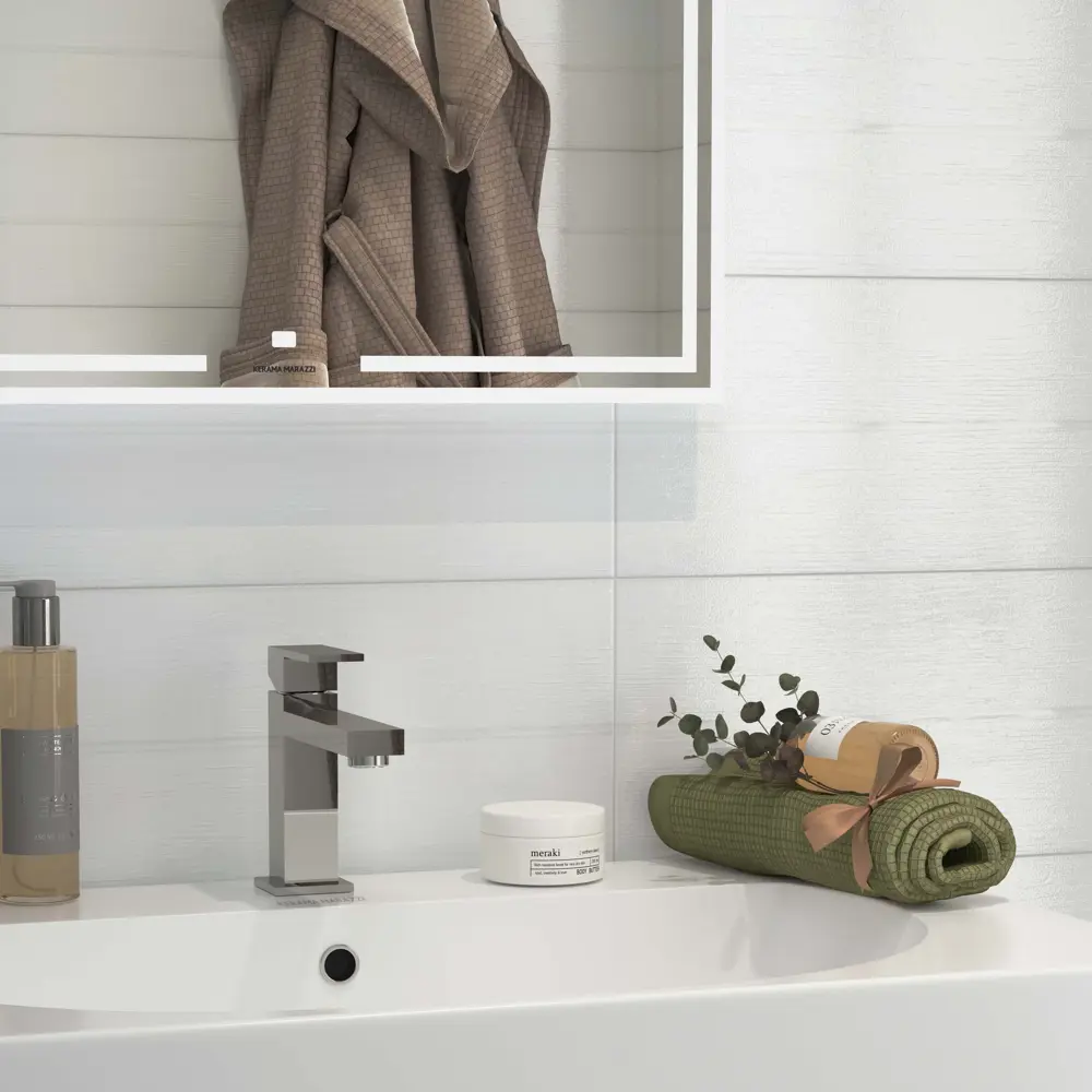 Плитка настенная Kerama Marazzi Сигма 20x60 см 1.2 м² глянцевая цвет белый полосы 87653866 STLM-2087081