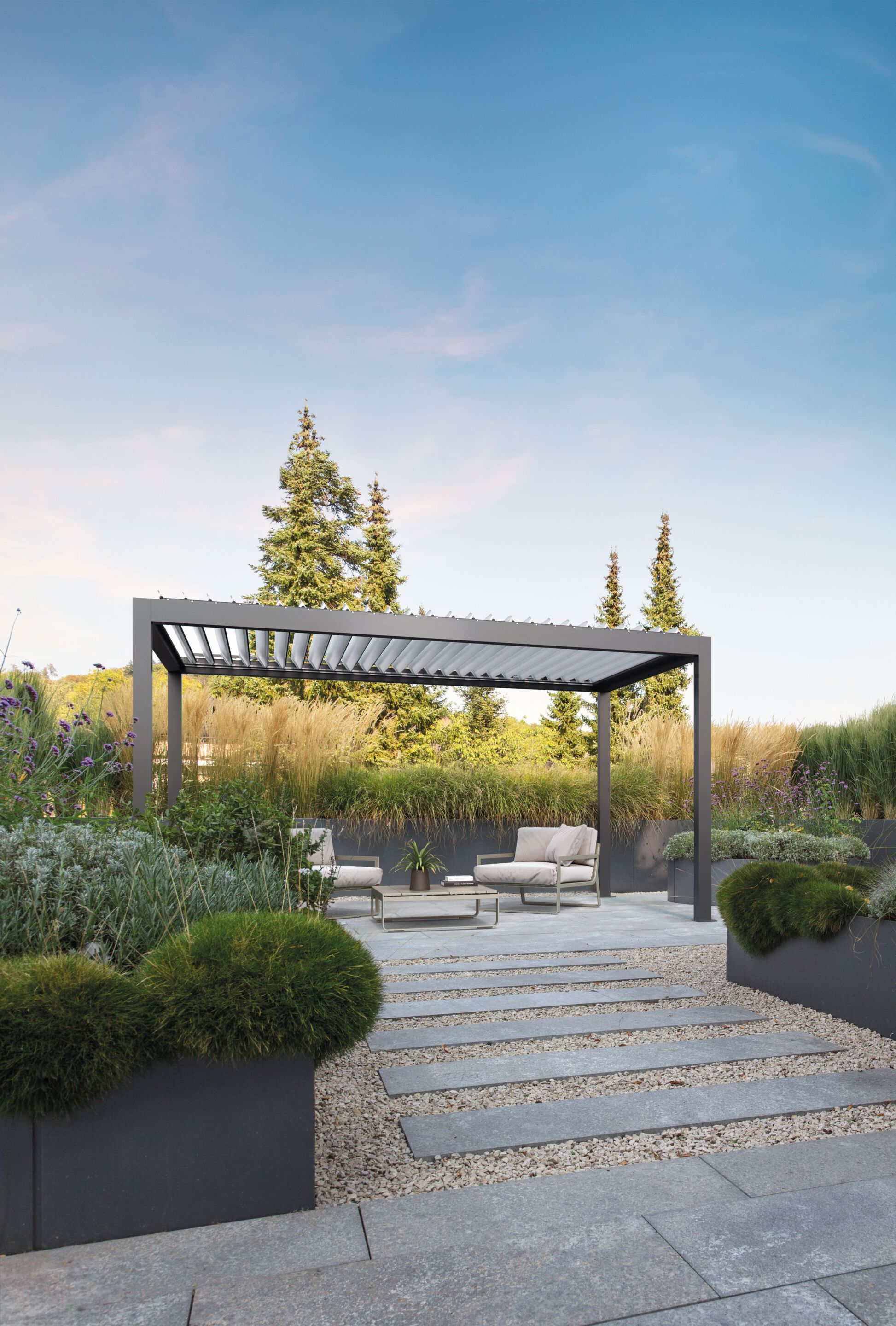 Биоклиматическая пергола из алюминия с поворотными пластинами GIBUS MOVIE ARCH-00100698 - Вид №2