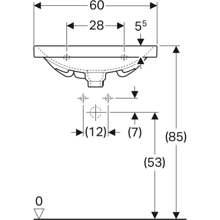 500.631.01.2 Раковина Geberit Acanto с укороченным вылетом Geberit  - Вид №3