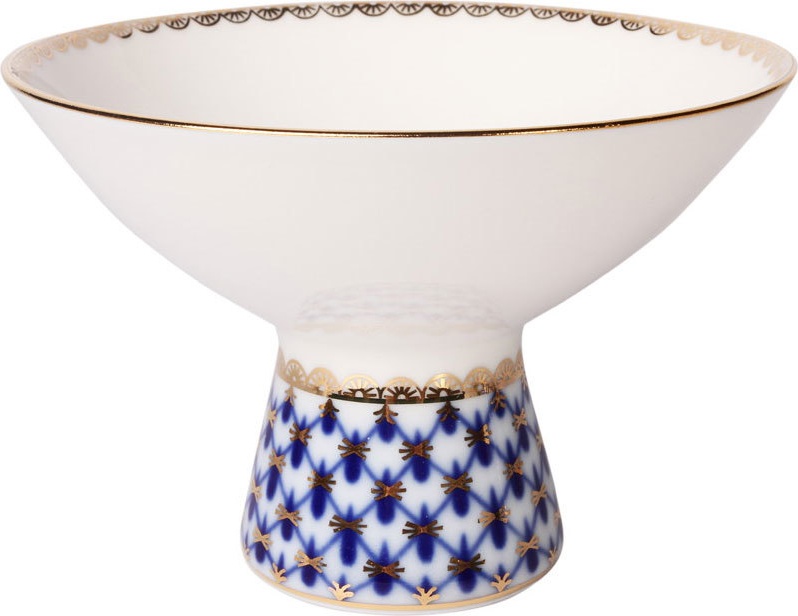 1046811 Императорский фарфоровый завод Ваза для мороженого "Кобальтовая сетка" Фарфор твердый 