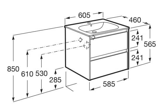 Деревянный подвесной умывальник с ящиками Roca Tenet ARCH-00042769 - Вид №11