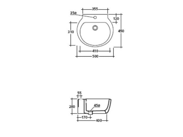 Керамическая подвесная раковина с держателем для полотенец Galassia EL1 / EL2 ARCH-00038691 - Вид №2
