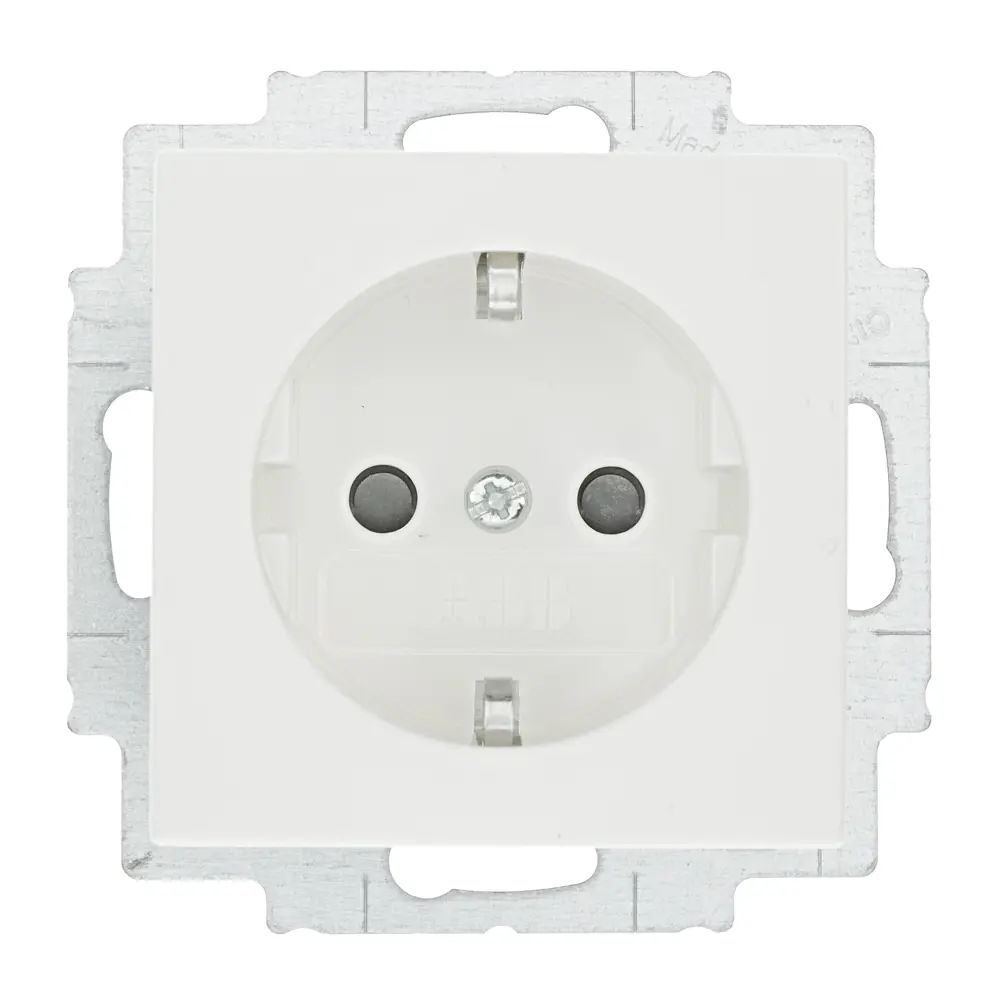Розетка встраиваемая ABB Basic 55 с заземлением, со шторками, цвет белый 13607012 STLM-2162494