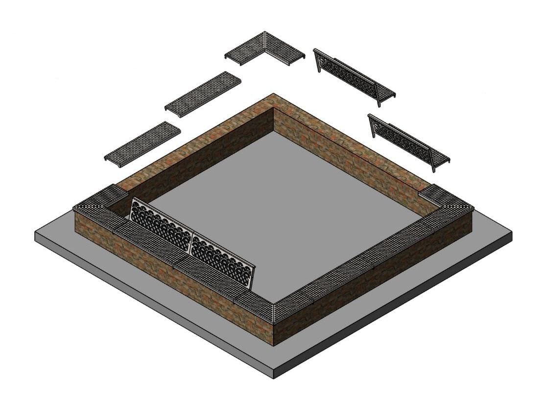 Модульная стальная скамья с порошковым покрытием со спинкой Urbencéa SEDI ARCH-00141344 - Вид №1