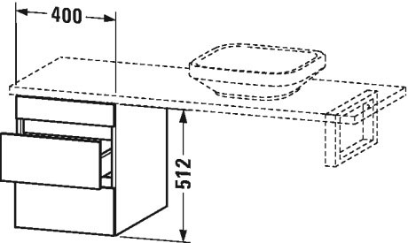 DS533604343 Шкафчик для консоли DuraStyle #DS5336 400 x 548 мм Базальт матовый, декор Duravit - Вид №1
