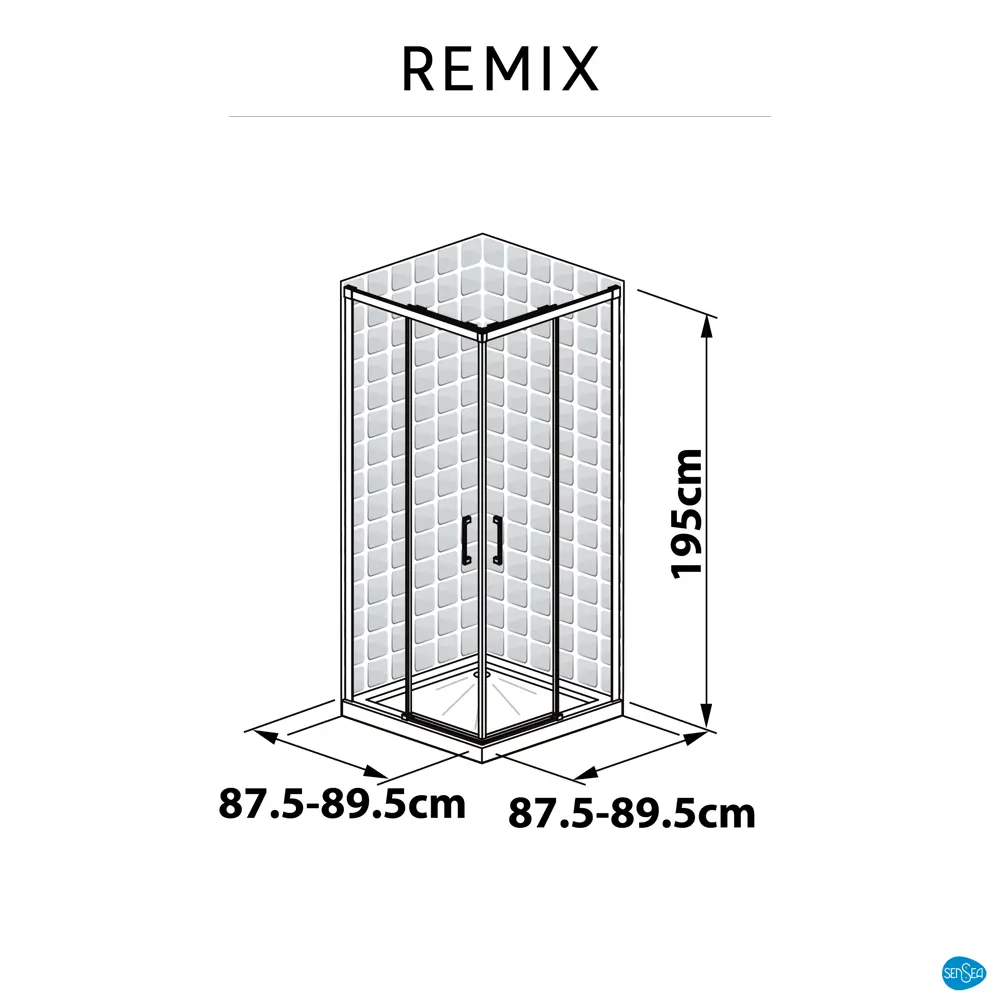 Душевая ширма Sensea Remix квадратный 90x90 см хромированный профиль прозрачное стекло раздвижной 82209736 STLM-2008876 Без серии - Вид №14