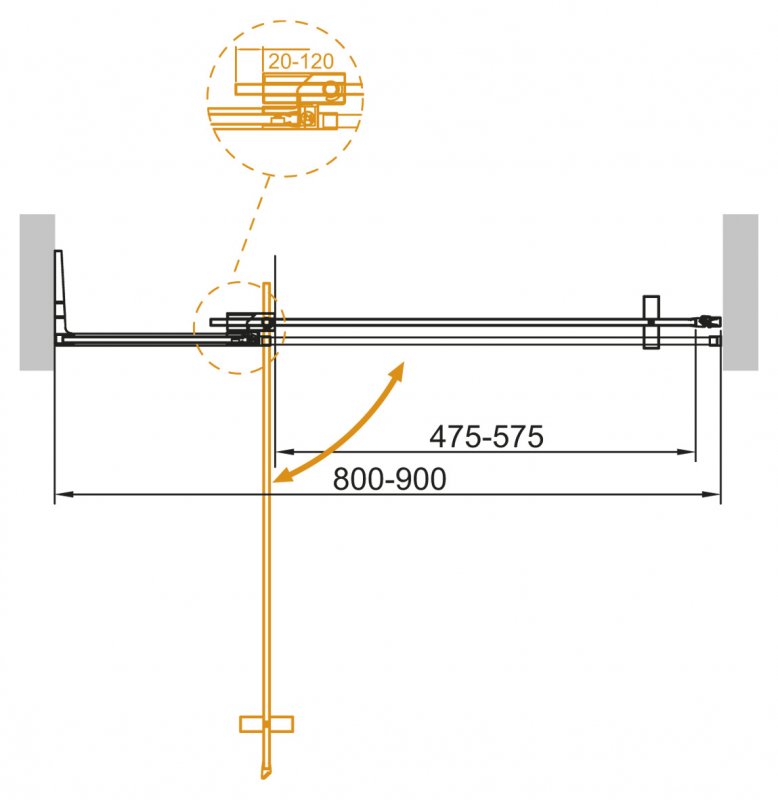 Душевая дверь в нишу CEZARES SLIDER-B-1-80/90-C-NERO  - Вид №1