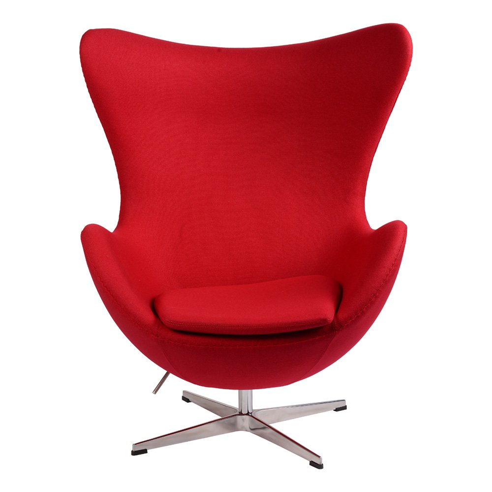 Кресло-яйцо напольное красная шерсть Arne Jacobsen Style Egg Chair SOHO DESIGN ДИЗАЙНЕРСКИЕ, EGG 131524 Красный  - Вид №1