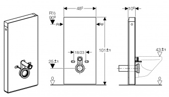 Сантехнический модуль Geberit Monolith 131.030.SQ.1 для биде, стекло умбра Santreyd  - Вид №5