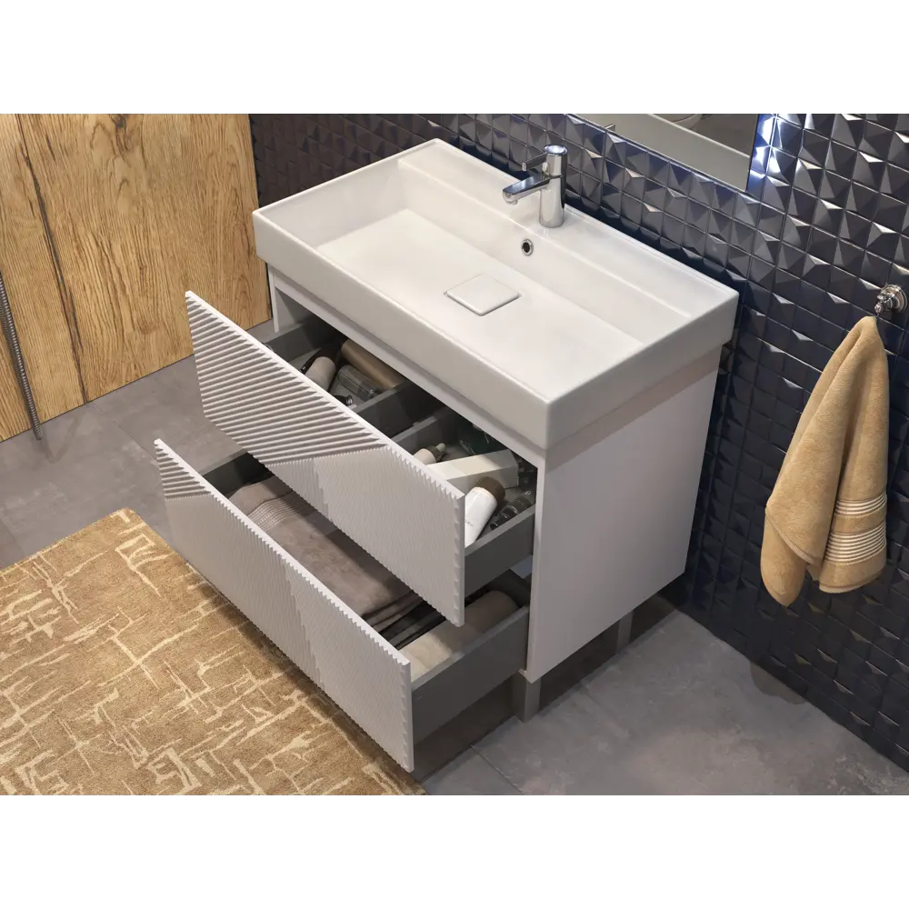 Тумба под раковину напольная Vigo Unik 80 см цвет белый STLM-2035210 - Вид №6