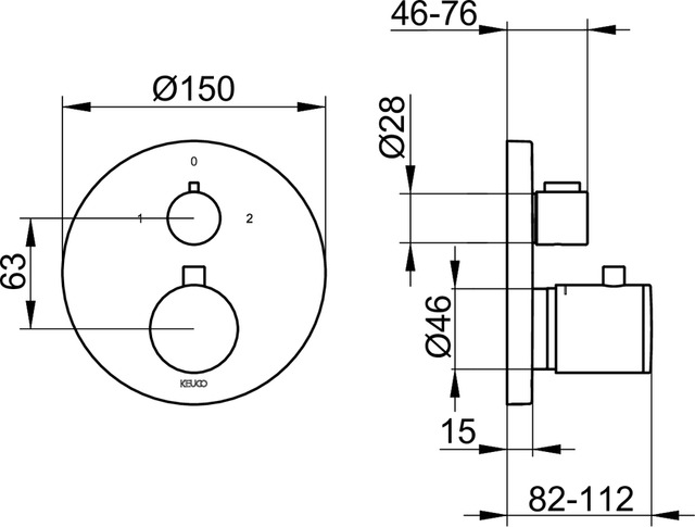 51574010181 Смеситель с термостатом DN 20 KEUCO Edition 400 - Вид №2