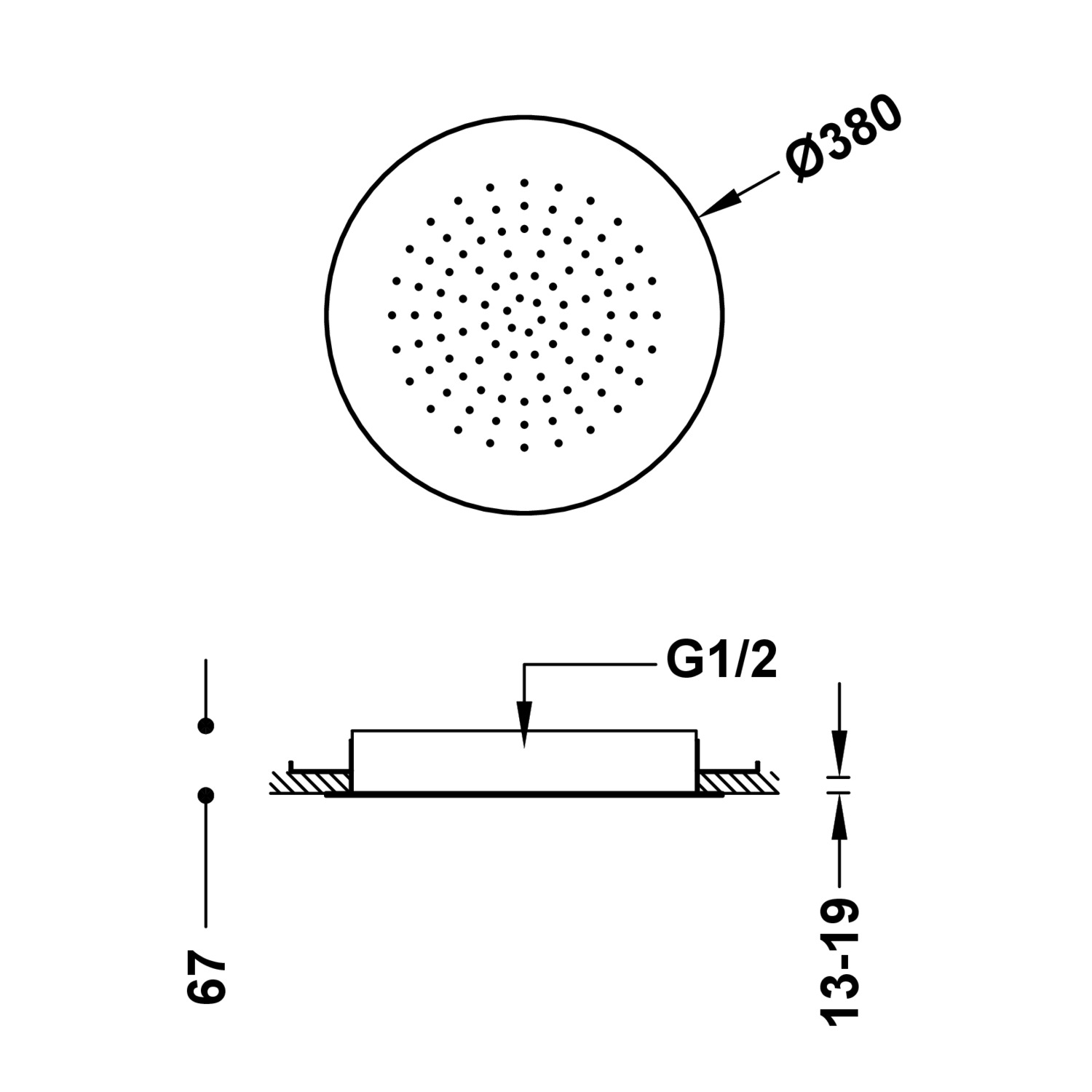 Скрытая потолочная насадка для душа-134940 км TRES Showers 134940KM - Вид №1