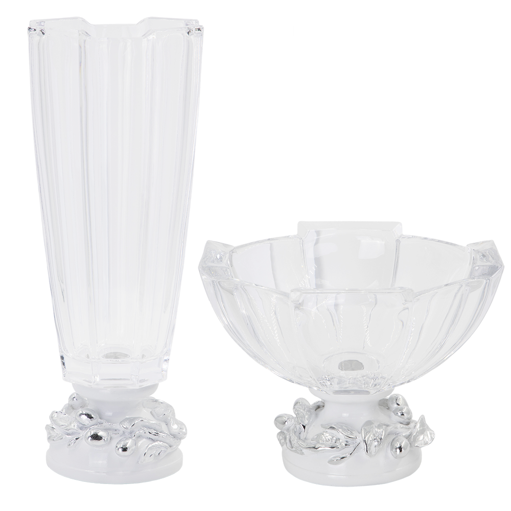 52106+52107 Фруктовница и ваза Oliva Branch Silver BOGACHO  - Вид №1