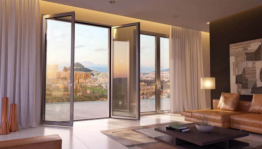 Алюминиевая и стеклянная дверь-окно с термической резкой Alumil Smartia systems ARCH-00091166 - Вид №3