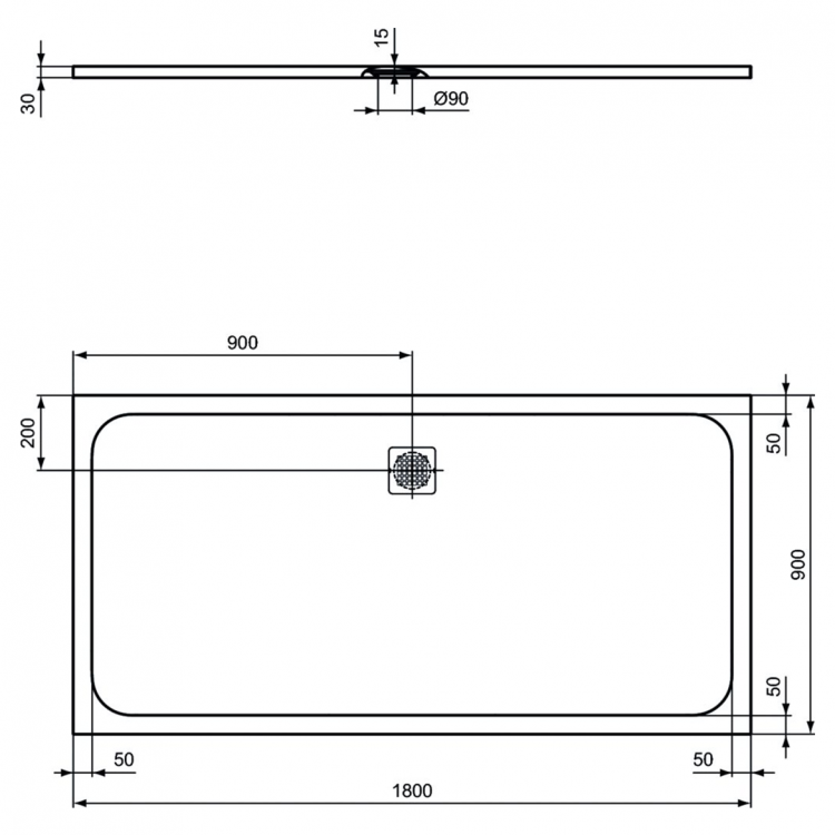 K8306FV Душевой поддон 180х90 см Ideal Standard ULTRAFLAT S  - Вид №2