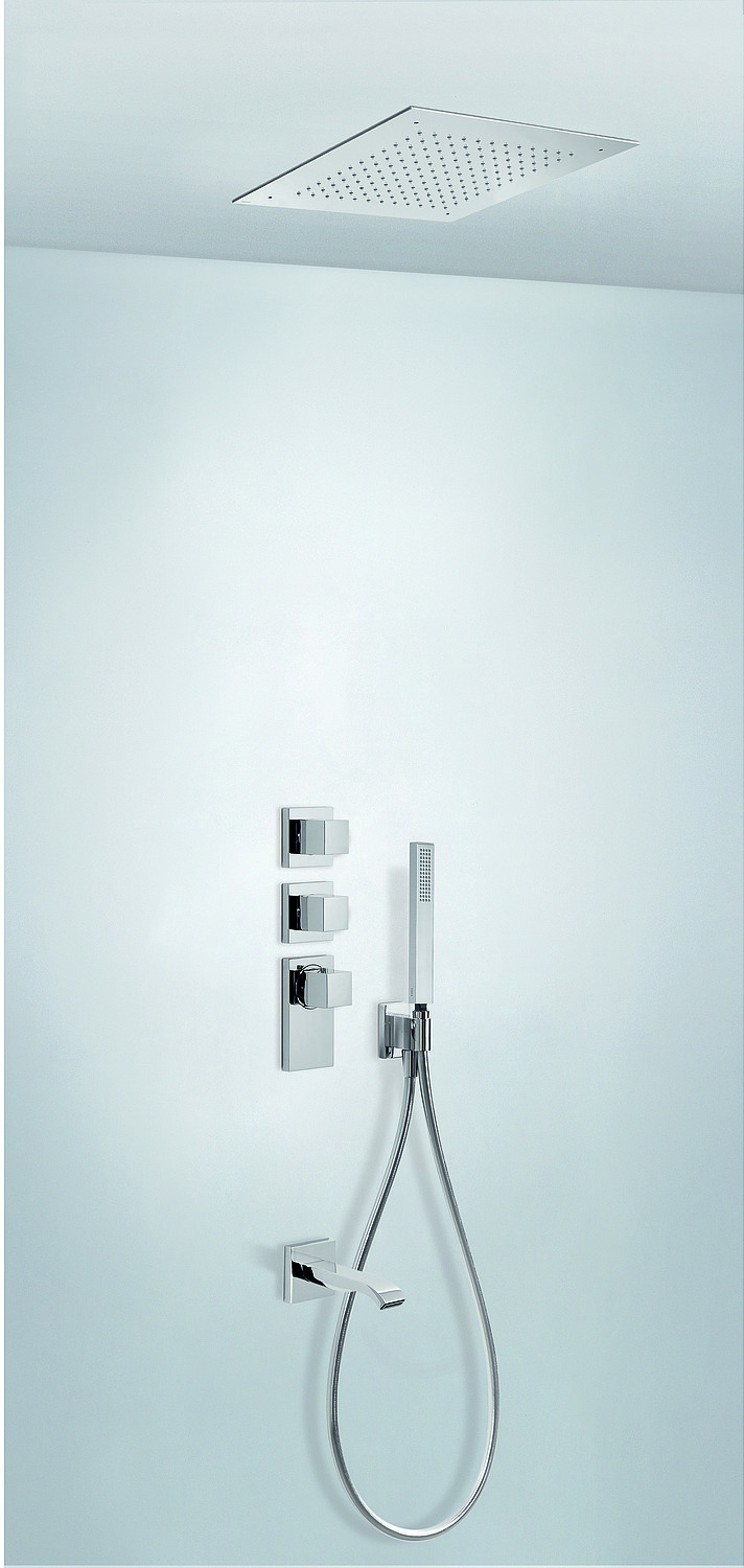 BLOCK SYSTEM Kit de grifo termostático empotrado de 3 vías Block System para bañera y ducha-20625302 TRES