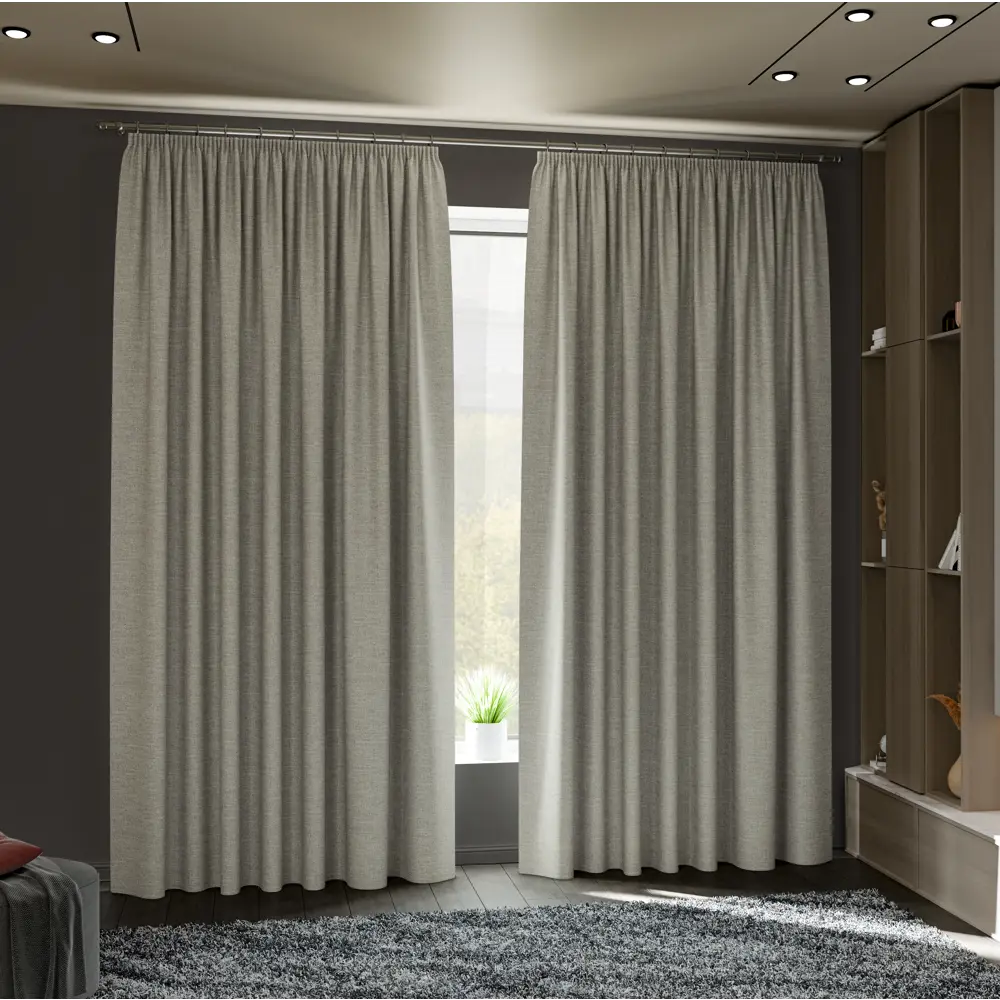 Комплект штор блэкаут Miamoza Nola 150x250 см серо-бежевый 89420791 STLM-1577942