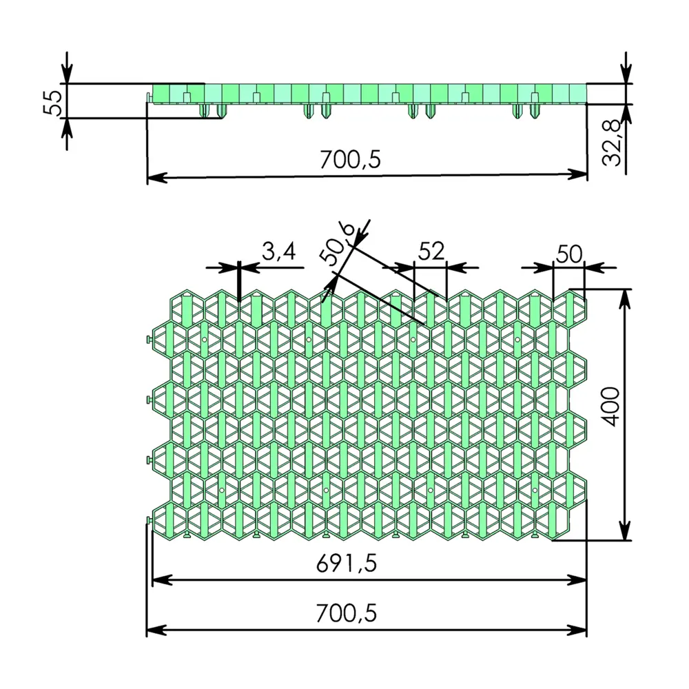 Решетка газонная Geolia 70x40x3.2 см полипропилен зеленый 150 шт 87112386 STLM-2030322  - Вид №1