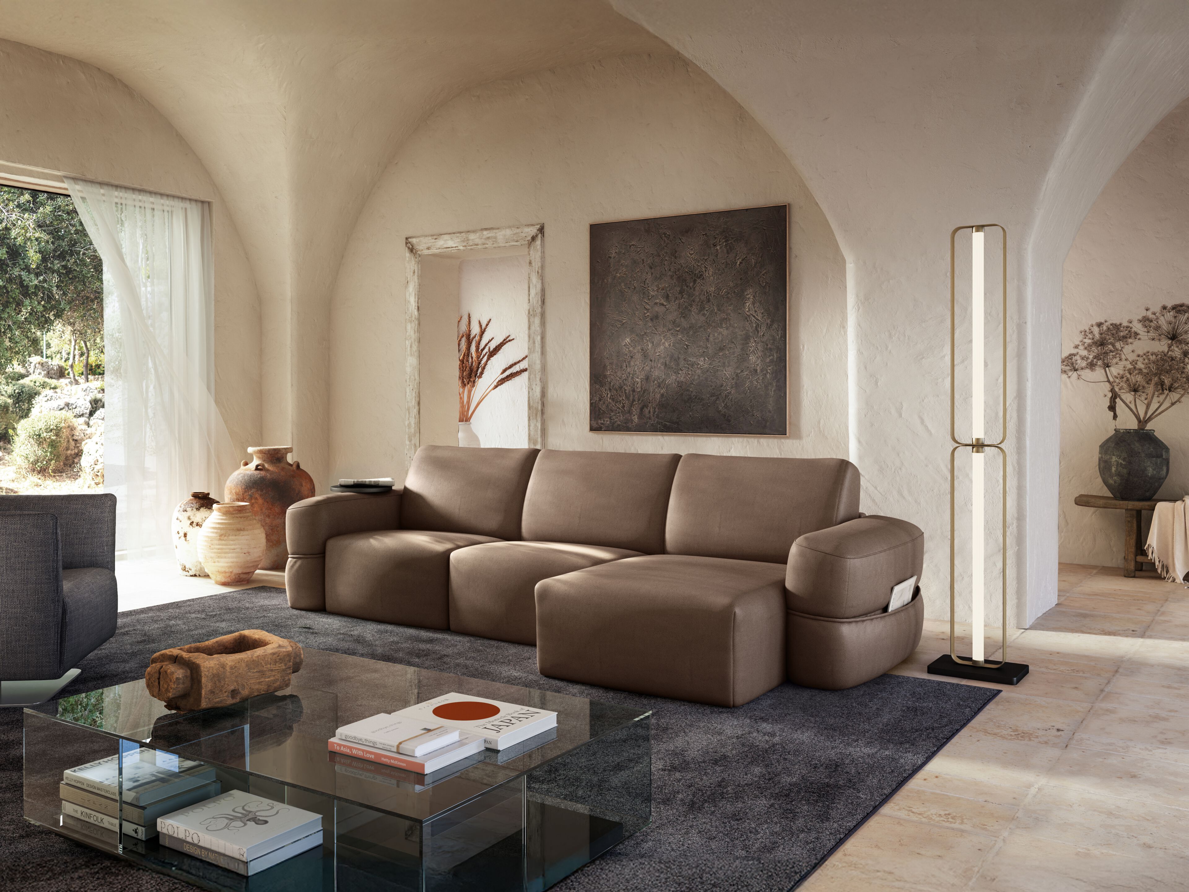 Кожаный диван-кровать с полуостровом Natuzzi Italia EASY ARCH-00135715 - Вид №5