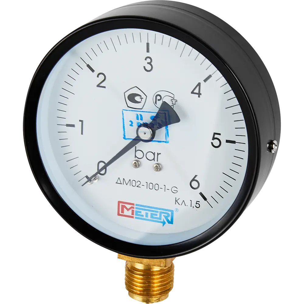 Манометр радиальный Метер 100 мм 6 бар 1/2" STLM-2176860 - Вид №1