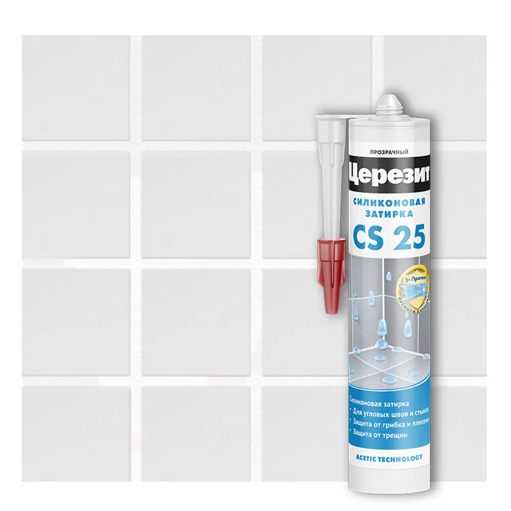 Затирка силиконовая Церезит CS25 цвет прозрачный 280 мл STLM-2191534