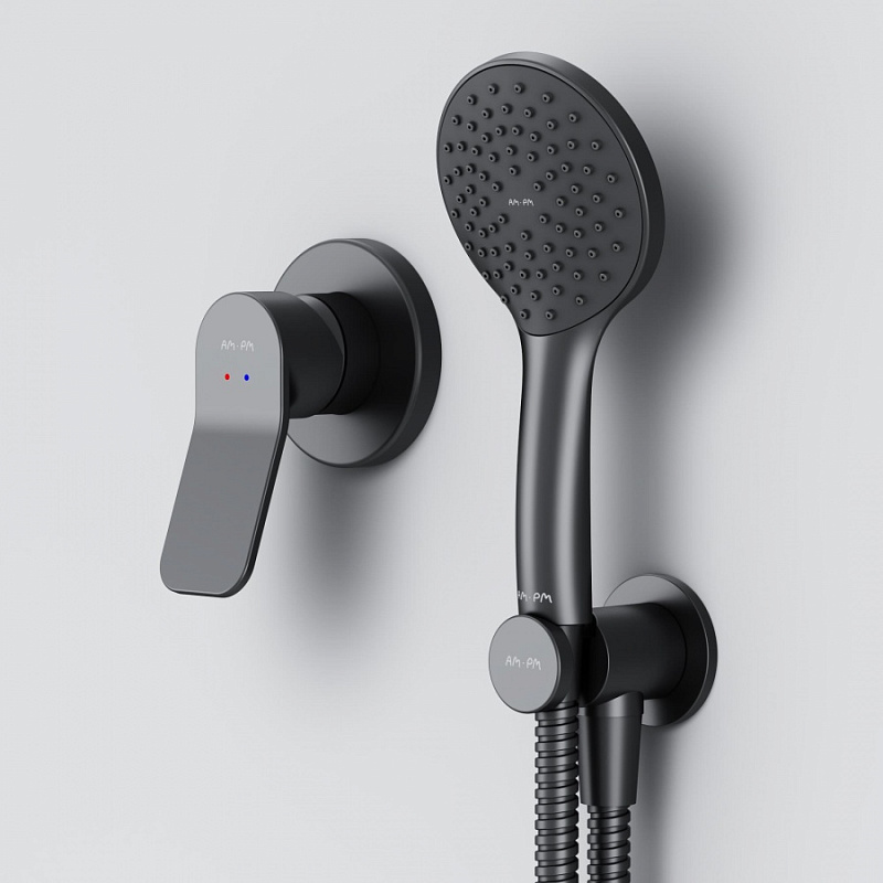 FB85A2H002 набор: см-ль д/душа душевой набор ( ручн.душ 110 мм 1 режим) шланговое присоеди AM.PM X-Joy  - Вид №2