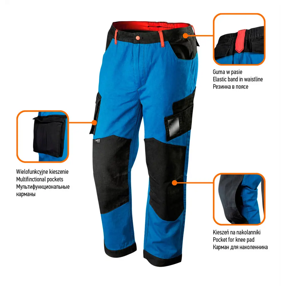 Брюки рабочие Neo 81-225-L цвет синий размер L Neò HD+ STLM-2205814 - Вид №5