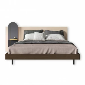 Кровать двуспальная 160х200 с навесной полкой и подсветкой дуб с желтым Mark BRAGIN DESIGN ДИЗАЙНЕРСКИЕ 00-3879394 Бежевый;коричневый