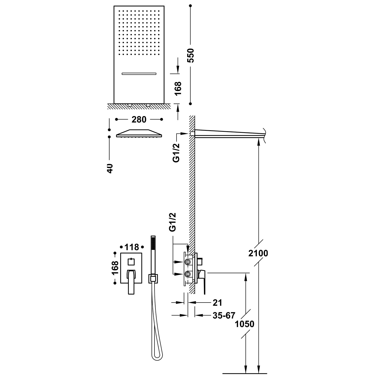 RAPID-BOX Комплект 3-ходового скрытого смесителя для душа с одной ручкой Rapid-box Rapid-box-20227301AC TRES - Вид №1