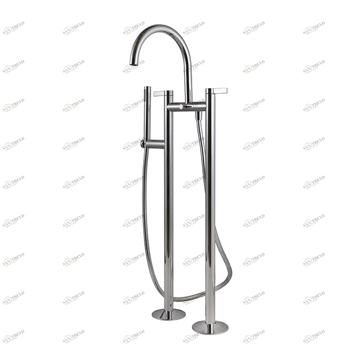 Смеситель для душа для ванны 3/8 "напольный, со шлангом для душа 150 см и ручным душем. Керамические дисковые клапаны. Автоматический переключатель. Аэратор" Plus ". Диаметр 110 мм. у основания.  Lignage NOKEN 100238535  CHROME 