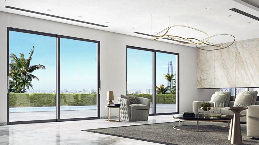 Alumil Двойная стеклянная раздвижная дверь Smartia systems M45000 - Вид №1