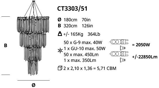 Serip Подвесной светильник из бронзы ручной работы Waterfall Ct3303/51 - Вид №1