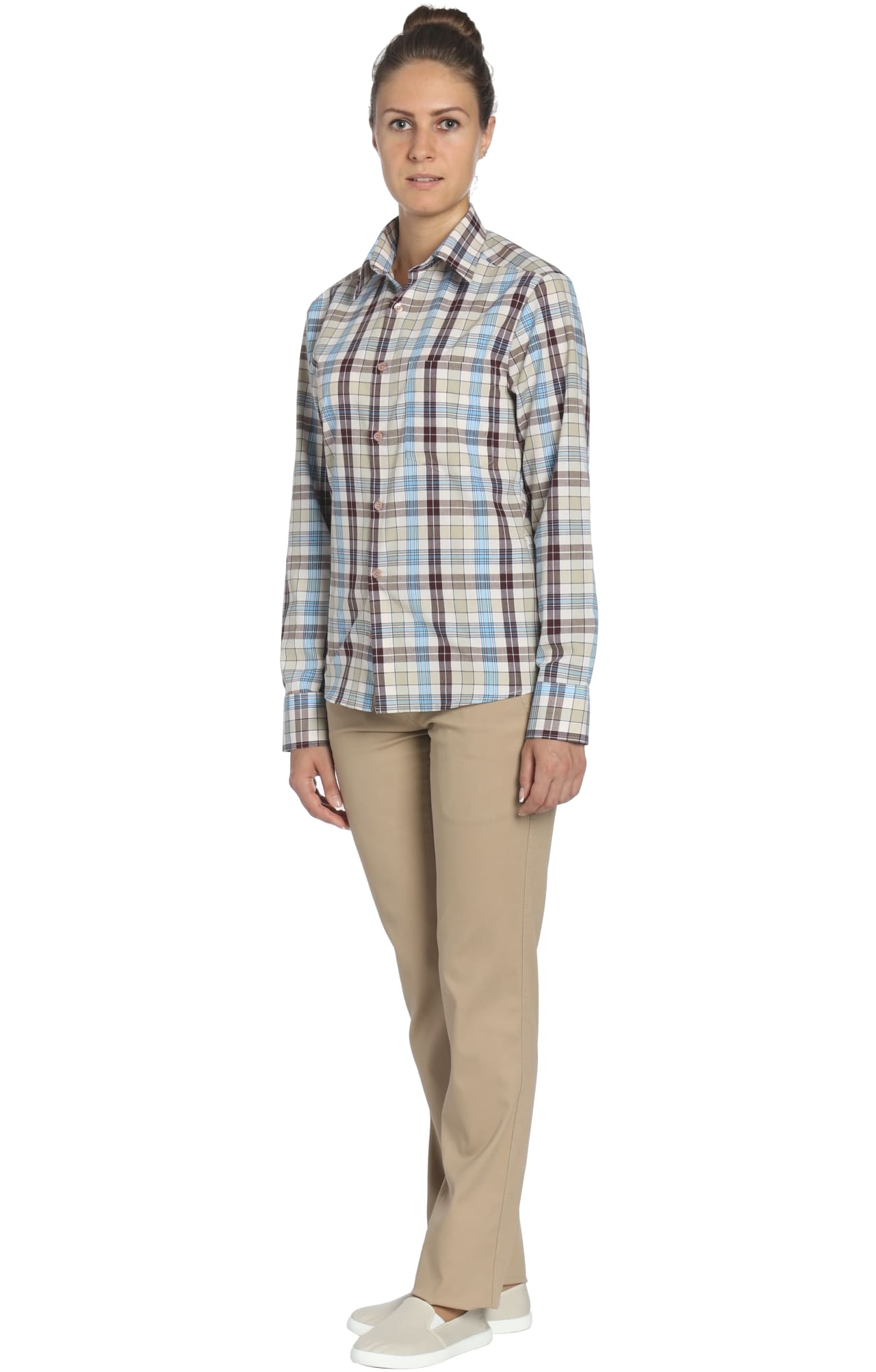 67813 Рубашка в клетку plaid beige (шотландка бежевая) HIPSTER  Толстовки, рубашки, футболки, тенниски  размер 42 (84)  - Вид №4