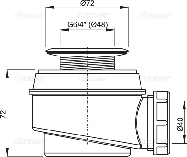 Сифон для душевого поддона с нержавеющей peшeткой ALCAPLAST A4650 - Вид №1