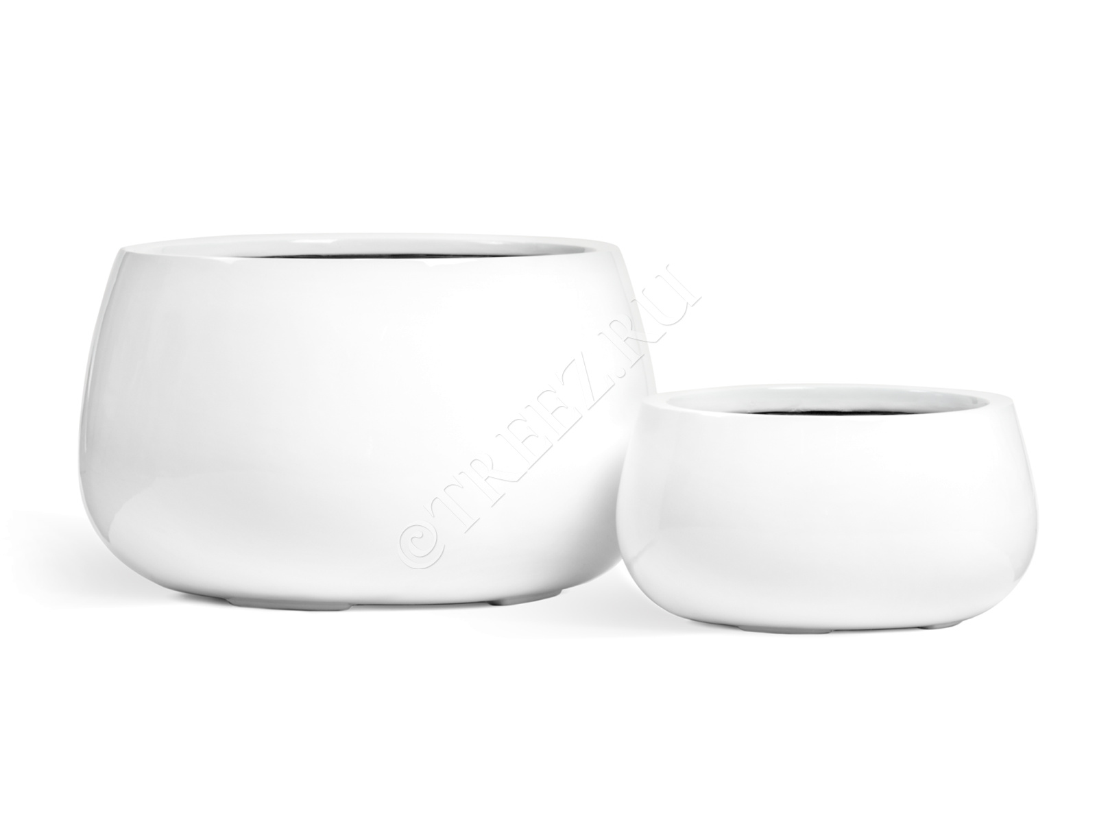 41.3321-05-067-WH-34 Кашпо  Effectory - серия Gloss - Низкая чаша - Белый глянцевый лак Цветочная коллекция 