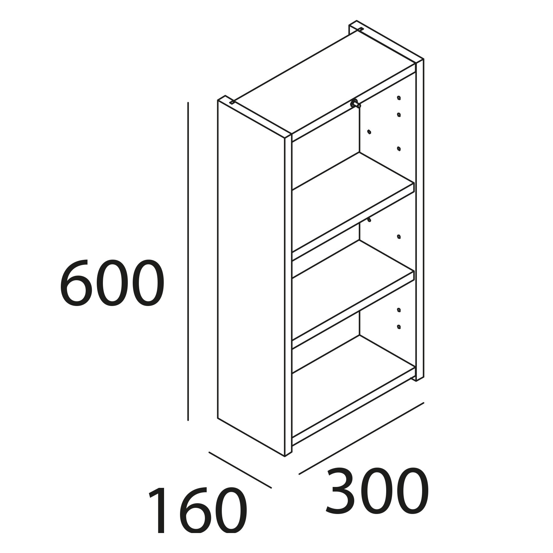 85180 SALGAR Модуль INFINITY 1 дверца СЕРЫЙ МАТОВЫЙ 300 x 600 x 160 мм Мэтт Грей - Вид №1