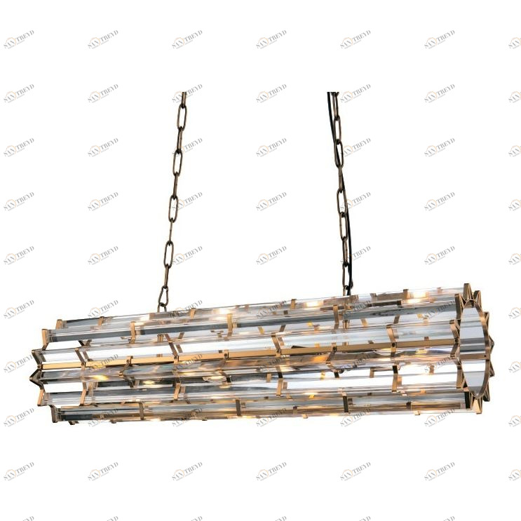 Люстра стеклянная на 8 ламп 25х100 см латунь Etro KR0966P-8L brass DELIGHT COLLECTION ДИЗАЙНЕРСКИЕ 00-3883114 Золото;прозрачный 