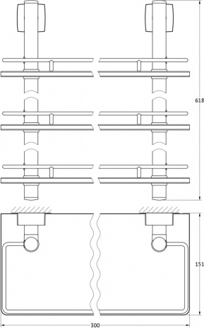 067 Полка с ограничителем 30 см тройная (стекло) ESP FBS Esperado - Вид №1