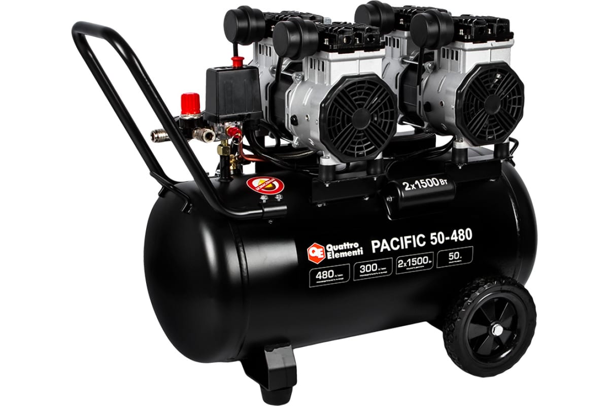 Компрессор поршневой безмасляный Quattro Elementi PACIFIC 50-480 9014350 STDN-0087316 - Вид №1