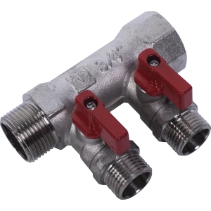 Коллектор с кранами и наружной резьбой Valtec на 2 выхода 3/4"x1/2" VTc.580.N.0502 10490701 STLM-2020055