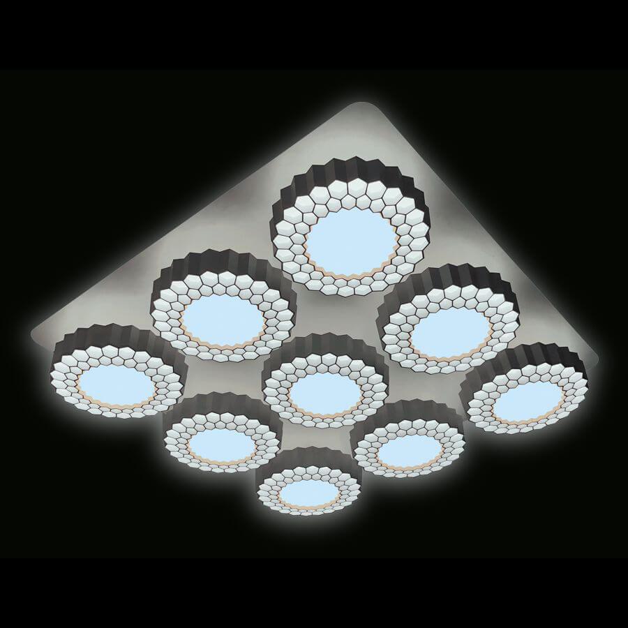 Потолочная светодиодная люстра Ambrella light Orbital High-Tech FH14/9 WH 288W D750*750 AMBRELLA LIGHT ДИЗАЙНЕРСКИЕ, ORBITAL HIGH-TECH 00-3888625 Белый  - Вид №1