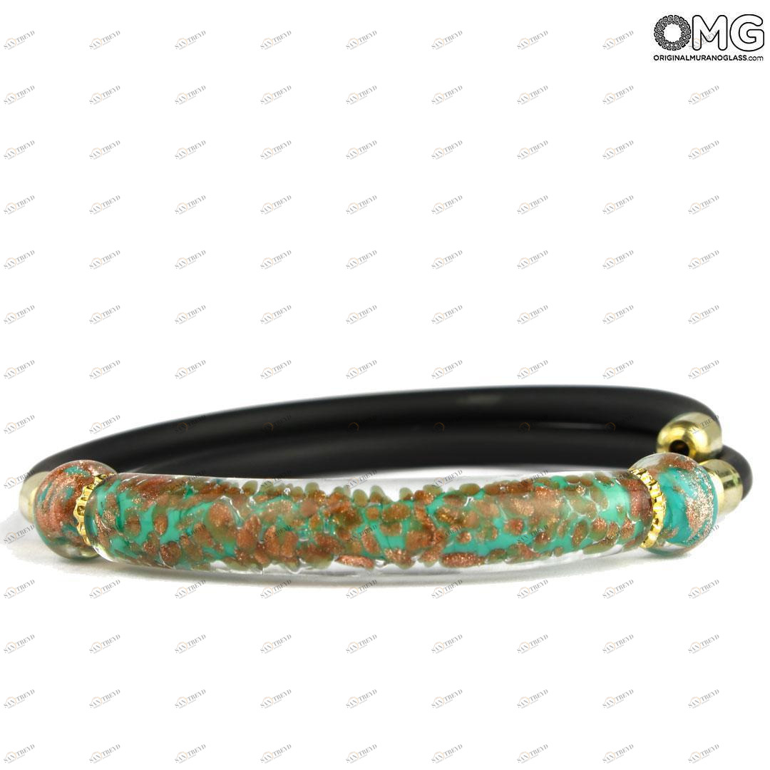 3723 ORIGINALMURANOGLASS Браслет Серена - зелёный с авантюрином - муранское стекло OMG 18 см 