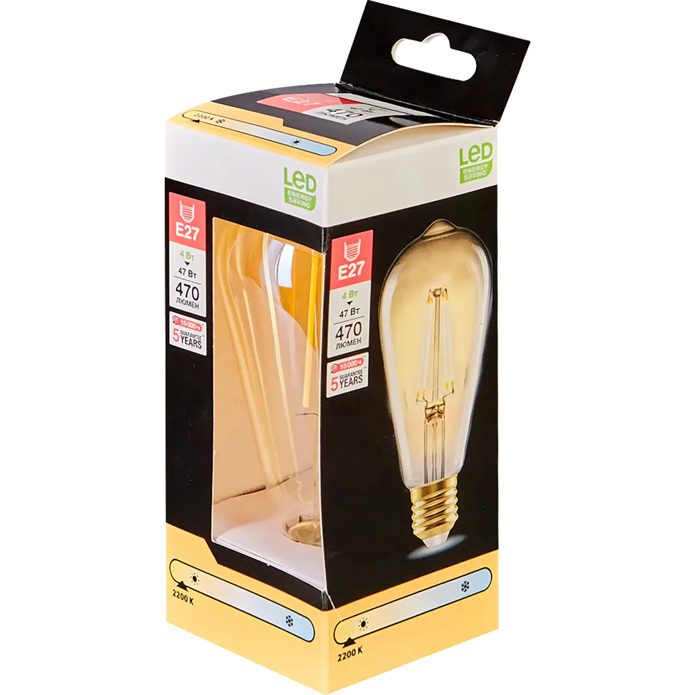 Лампочка филаментная E27 4 Вт теплый белый свет эдисон Santreyd STLM-2120900 - Вид №3