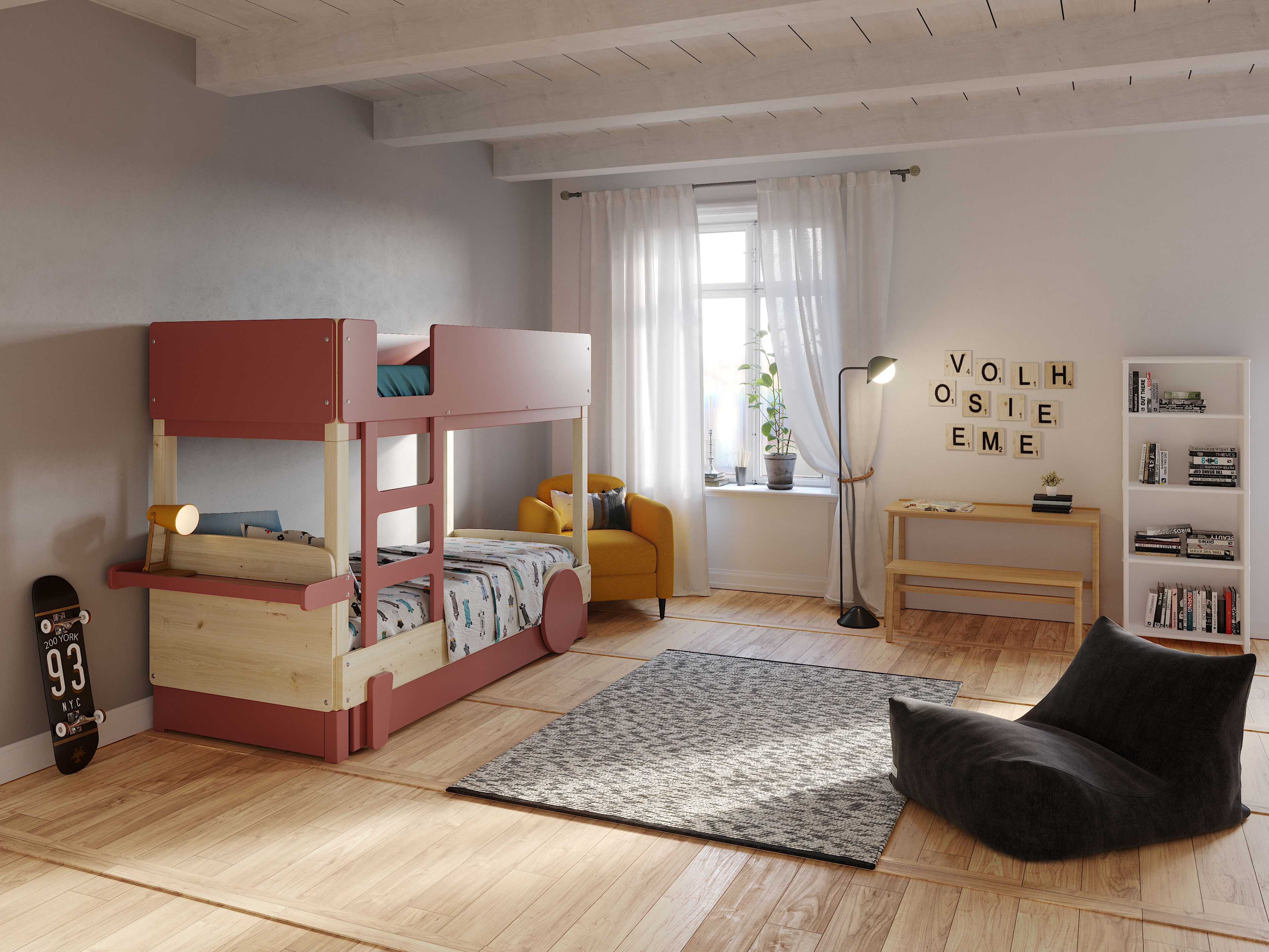Деревянная двухъярусная кровать с выдвижной кроватью Mathy by Bols ARCH-00048116 - Вид №6