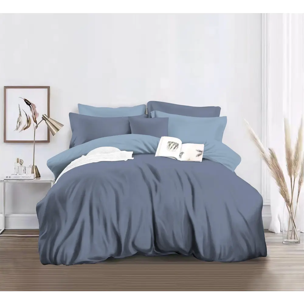 Santreyd Комплект постельного белья 410 Евро — глубокий синий сатин 89392436 STLM-1367982 - Вид №1