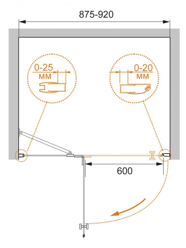 Душевая дверь CEZARES CRYSTAL-S-B-12-90-C-Cr-L - Вид №4